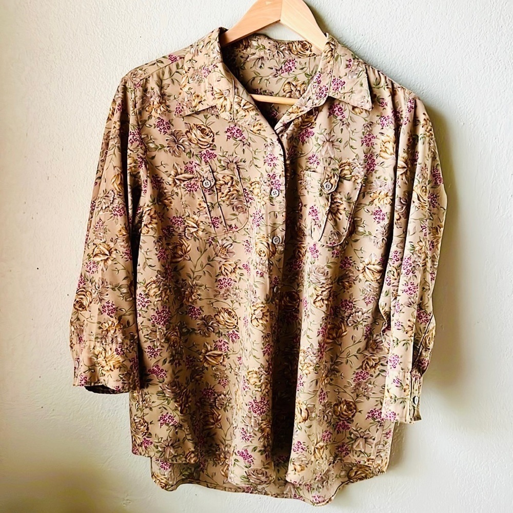 Vintage Floral Button Down Blouse